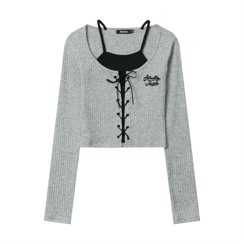 Ida Fake Two-piece Halterneck Knitted Top