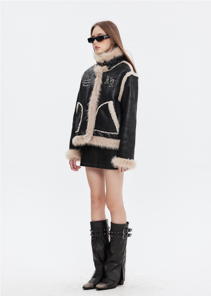 Laura Retro Patchwork Fur Coat