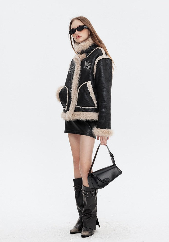 Laura Retro Patchwork Fur Coat