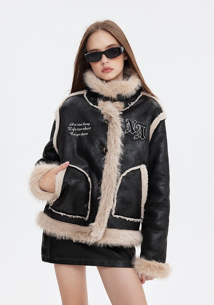 Laura Retro Patchwork Fur Coat