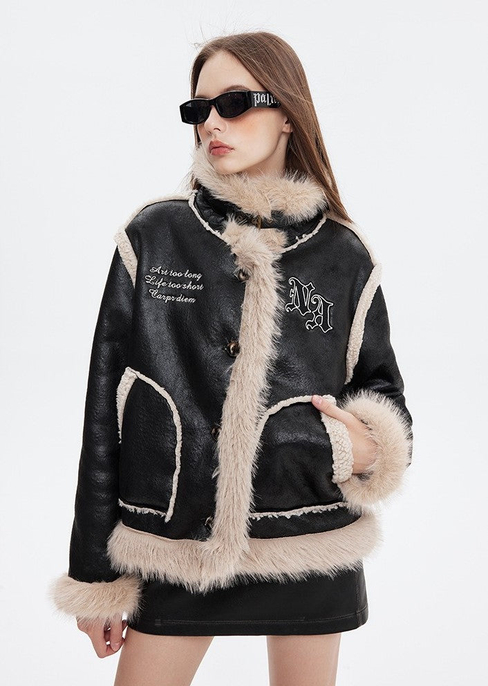 Laura Retro Patchwork Fur Coat