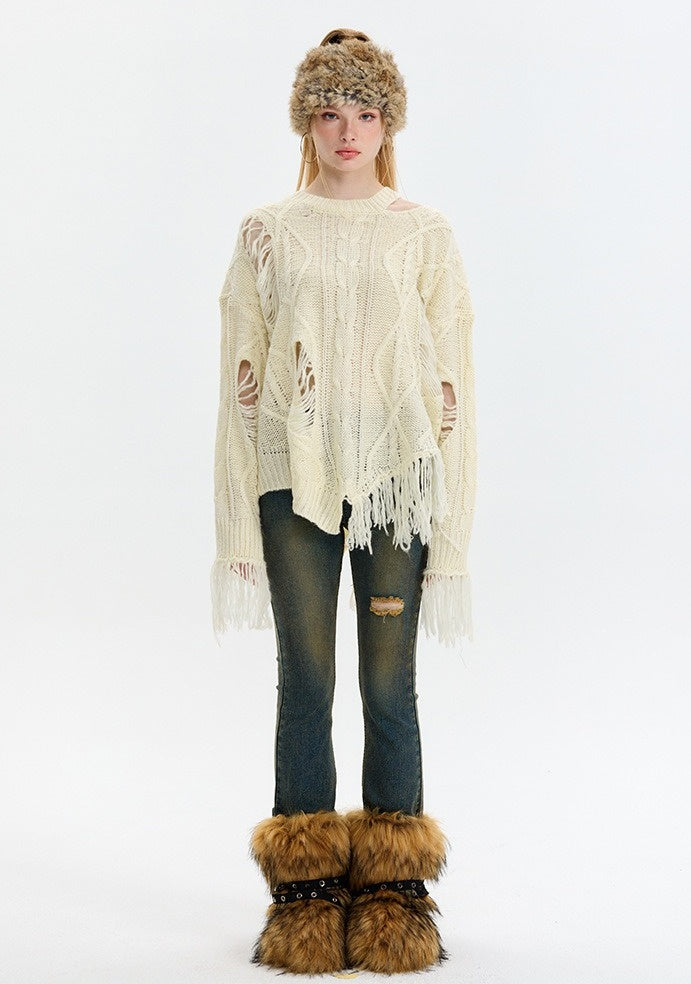 Hazel Fringed Frayed Sweater