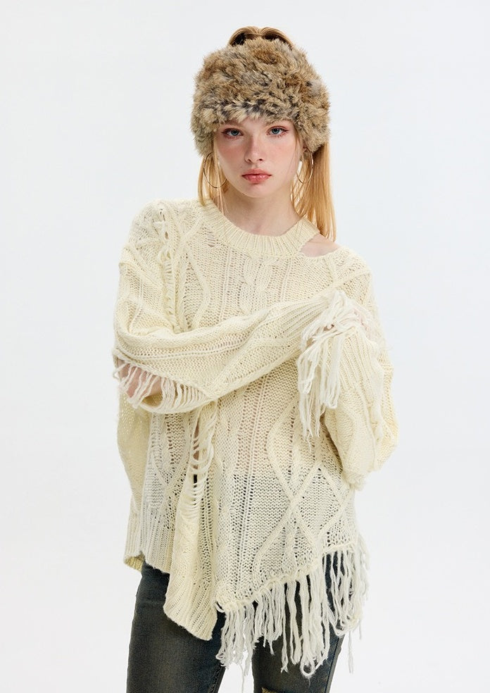 Hazel Fringed Frayed Sweater