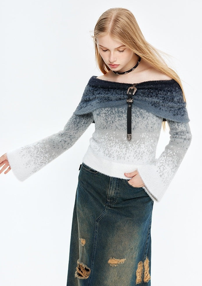 Georgina One-Shoulder Gradient Knitted Sweater