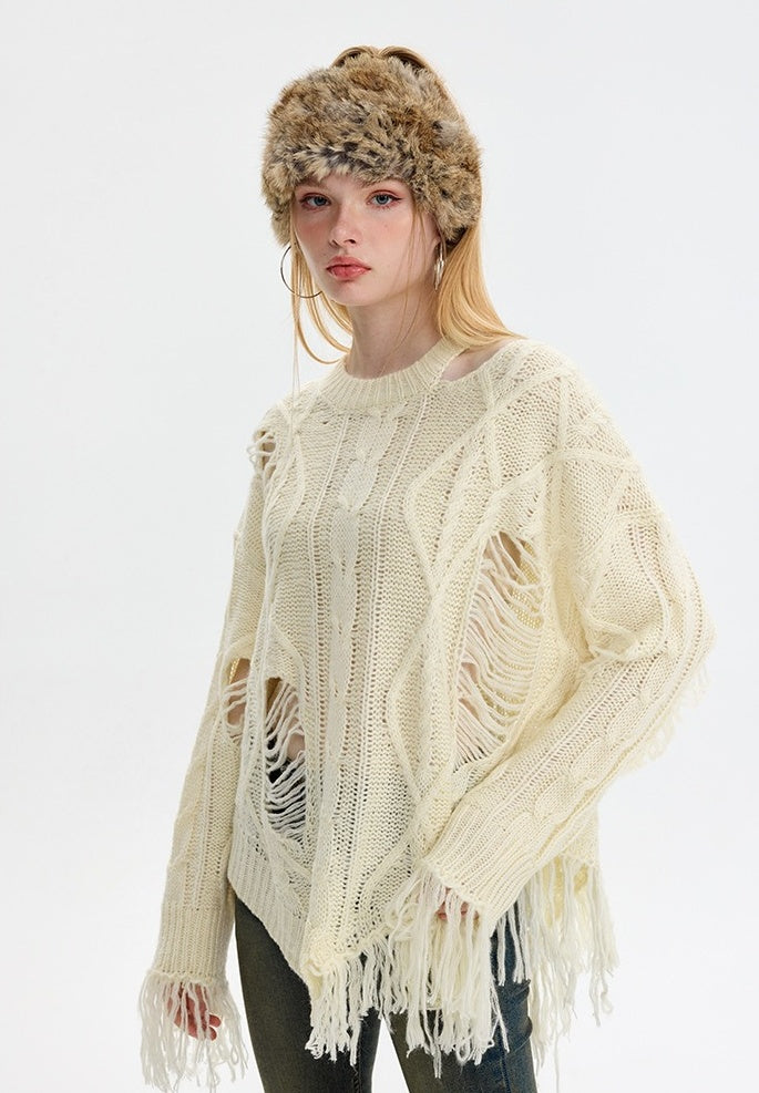 Hazel Fringed Frayed Sweater