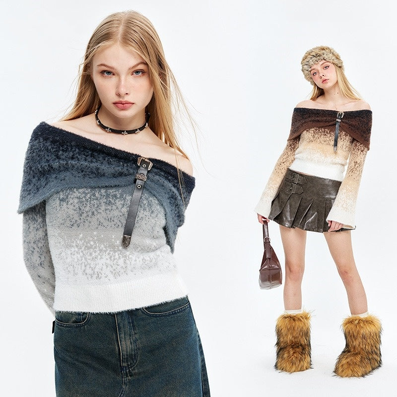 Georgina One-Shoulder Gradient Knitted Sweater