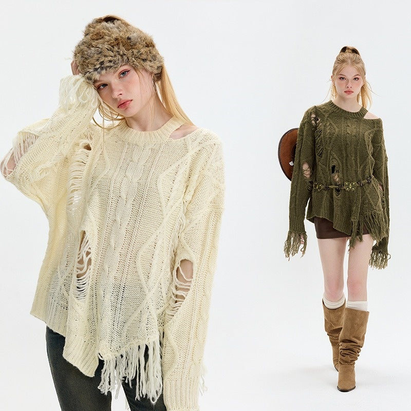 Hazel Fringed Frayed Sweater