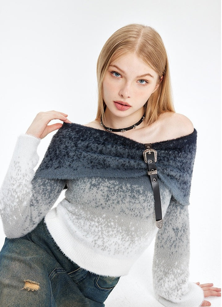 Georgina One-Shoulder Gradient Knitted Sweater