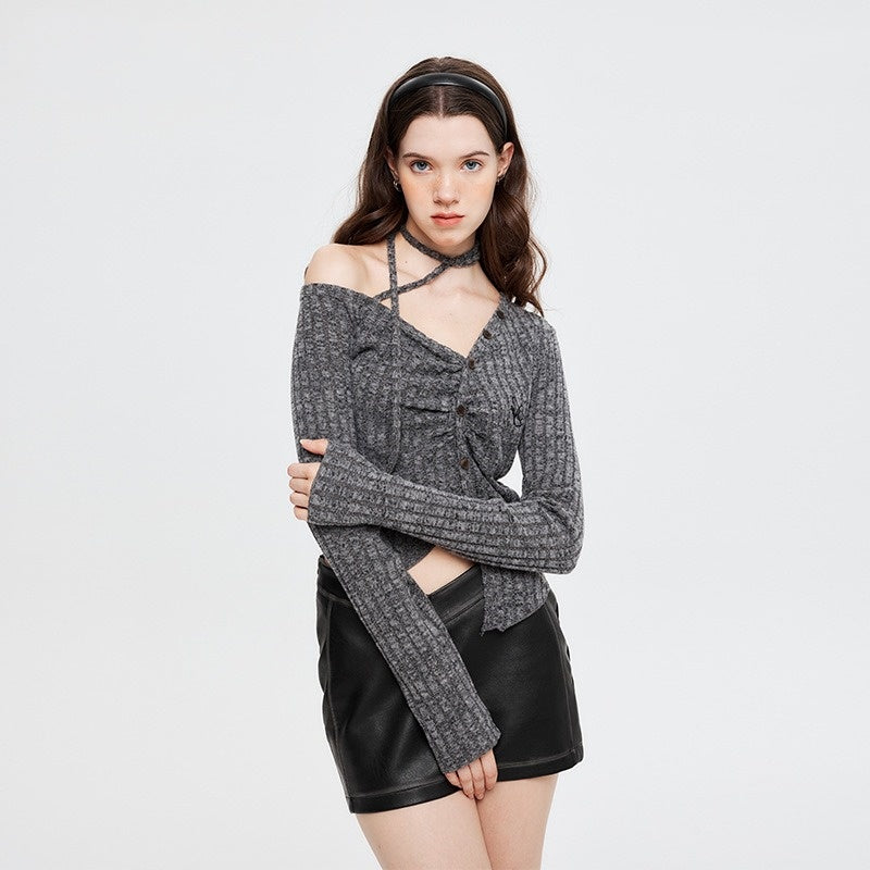 Fran Halter Neck Slanted Shoulder Sweater