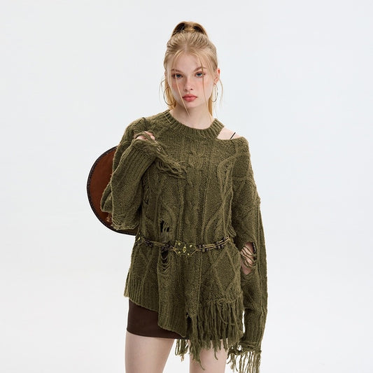 Hazel Fringed Frayed Sweater