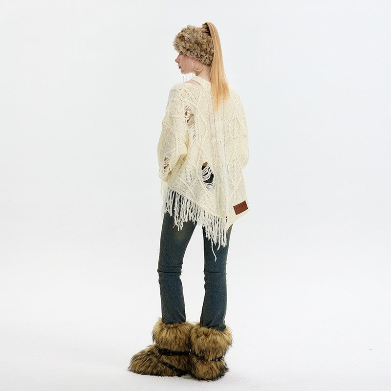 Hazel Fringed Frayed Sweater