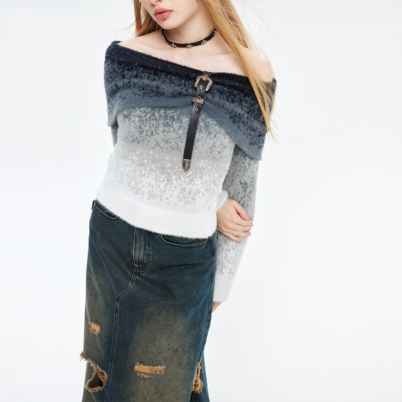 Georgina One-Shoulder Gradient Knitted Sweater