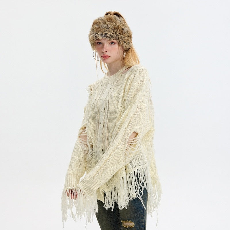 Hazel Fringed Frayed Sweater