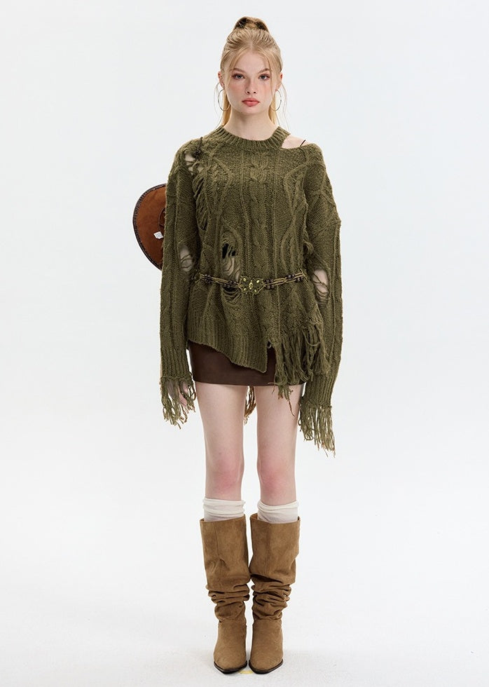 Hazel Fringed Frayed Sweater