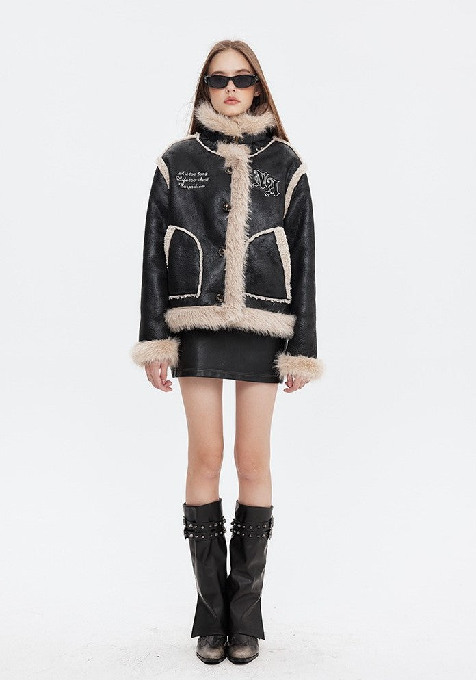 Laura Retro Patchwork Fur Coat